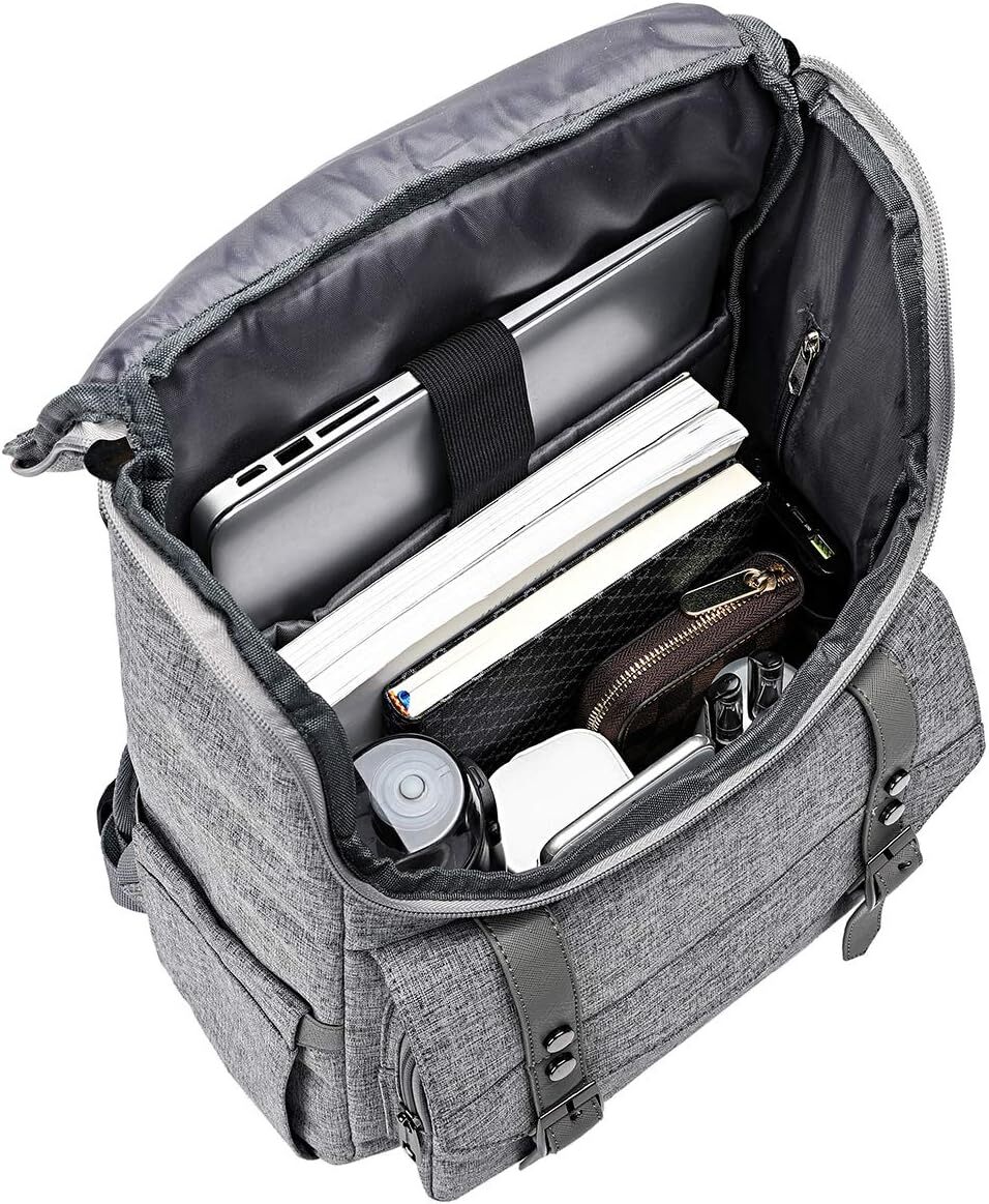 Vintage Travel with usb Charging Port for Women & Men College Backpack Fits 15.6 Inch Laptop Grey
