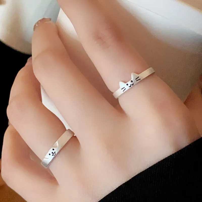 Cute Cat and Dog Animal Couple Ring for Women Men 2024 New Fashion Statement Lovers Rings Valentines Day Party Jewelry GiftsX240921