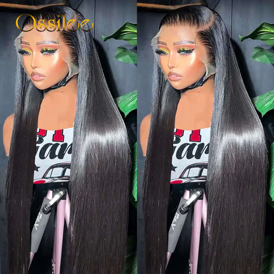 Ossilee Long 36inch Bone Straight Brazilian Human Hair 13x4/13x6 Frontal 250Density Lace Wigs for Women