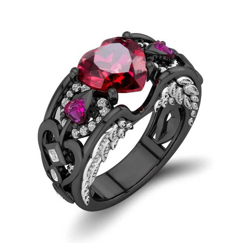 Romantic Red Heart Cubic Zirconia Valentines Day Rings for Lovers Jewelry Wedding Band Stainless Steel Couple Ring RingenX240921