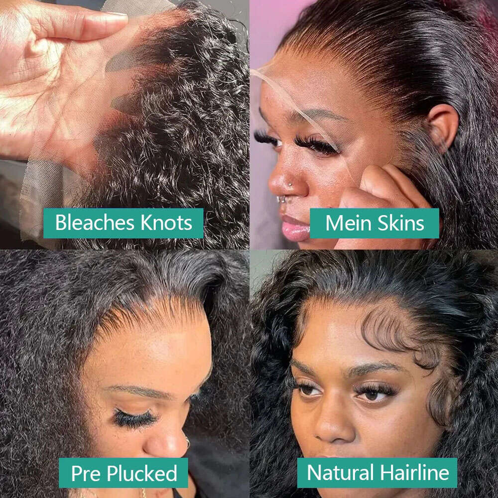 250 Density 360 Full Pre Plucked Deep Front Human Hair Wigs Curly HD Transparent Lace frontal Wig