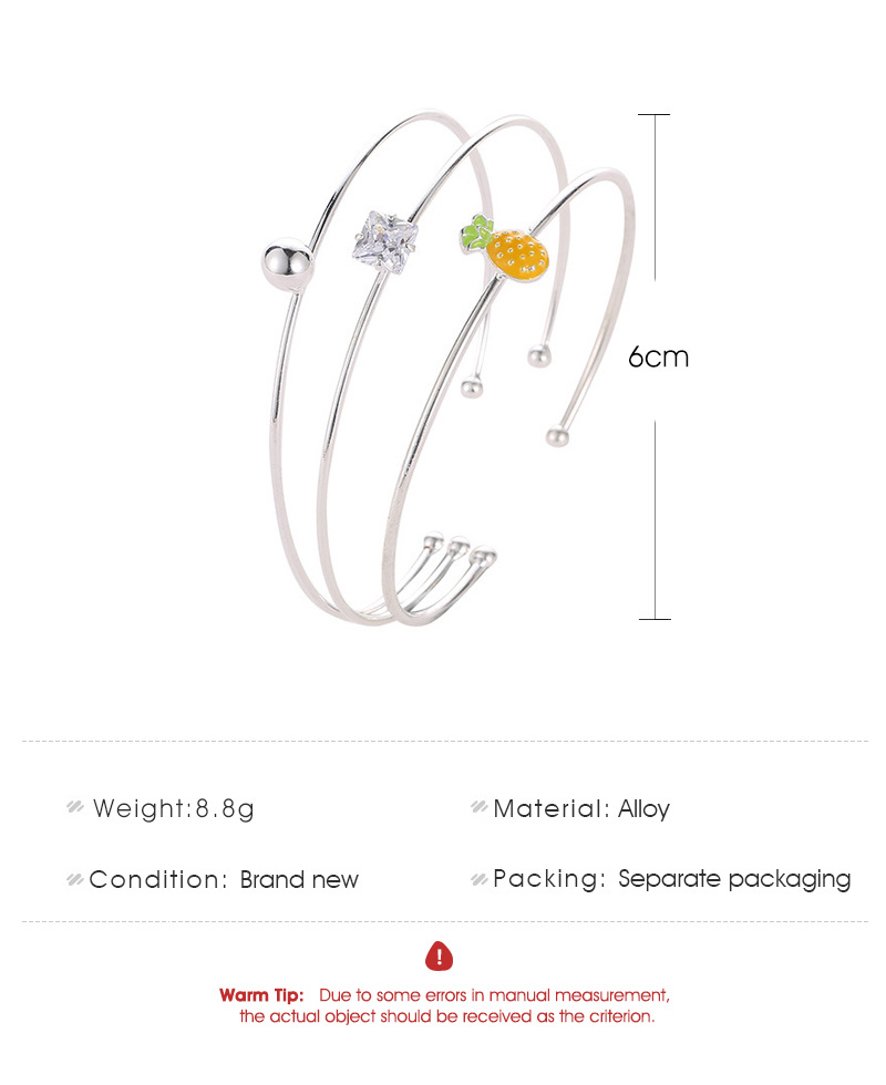 Beaded bracelet European and American Ins style multi-layer pineapple bracelet set personalized temperament diamond studded fruit bracelet three piece