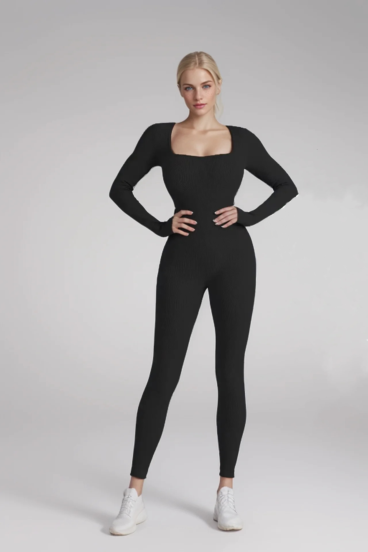 New Threaded Fabric High Quality Women Jumpsuits Sleeve Shapewear Hip Lift Yoga Exercise One Piece Jumpsuit With Long Pants