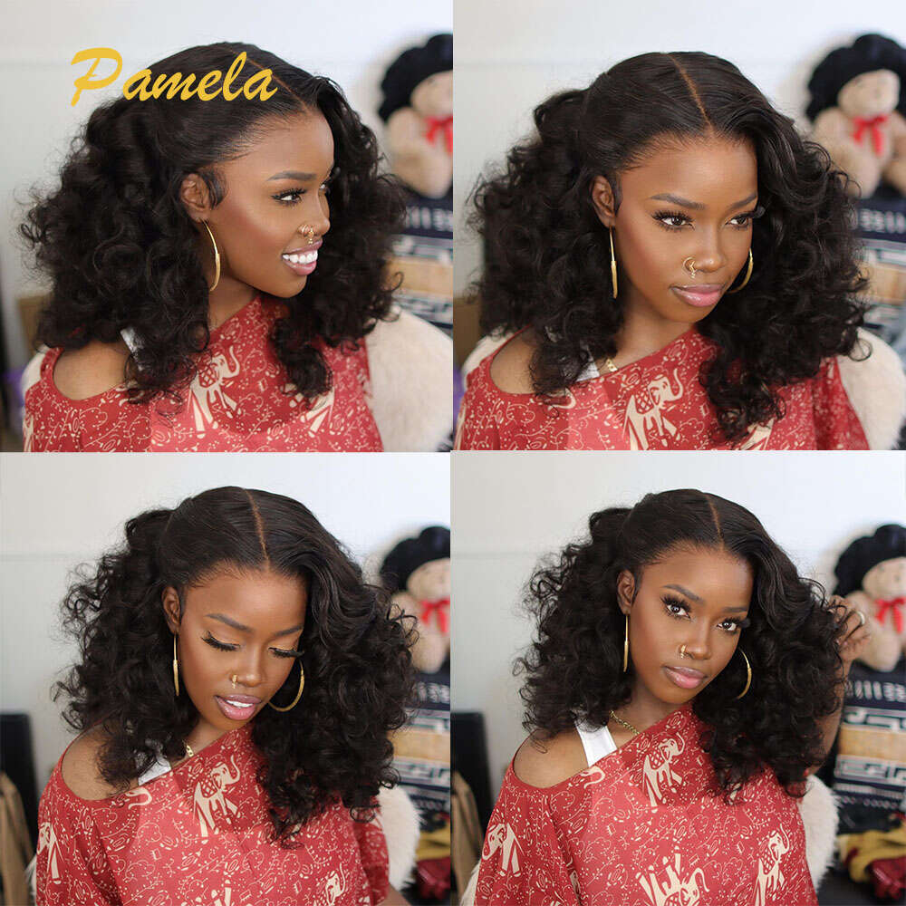 Super Double Drawn Glueless Wig Human Hair Ready To Go Loose Deep 250% High Density Bob 13x4 HD Transparent Lace Frontal Wigs
