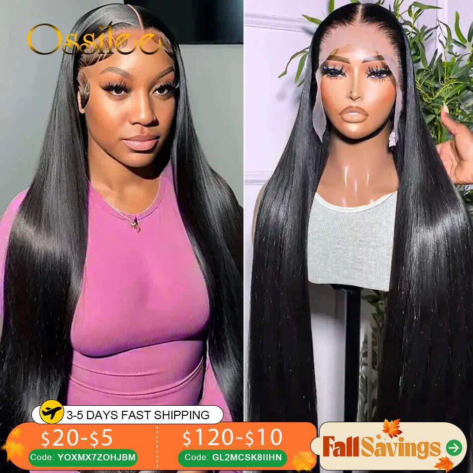 Ossilee Long 36inch Bone Straight Brazilian Human Hair 13x4/13x6 Frontal 250Density Lace Wigs for Women