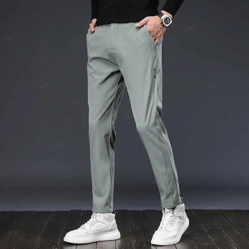 MINGYU Clothing Autumn Casual Pants Men Slim Work Elastic Waist Jogger Outdoor Thick Black Trousers Sweatpants Male 240910