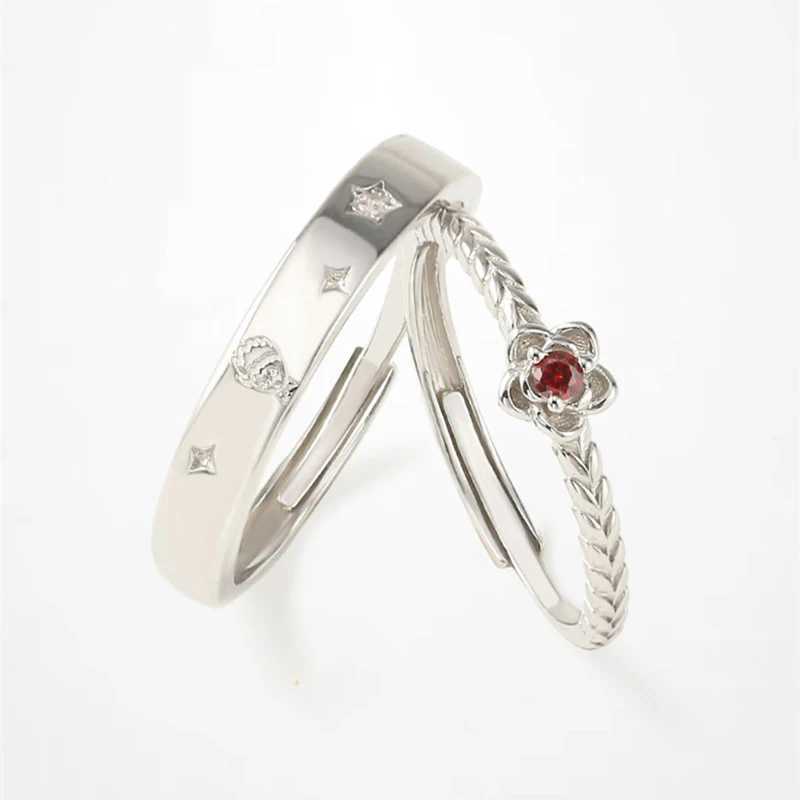 Little Prince and Rose Cartoon Couple Rings Unisex Cosplay Adjustable Opening Ring Set Jewelry Accessories GiftsX240921