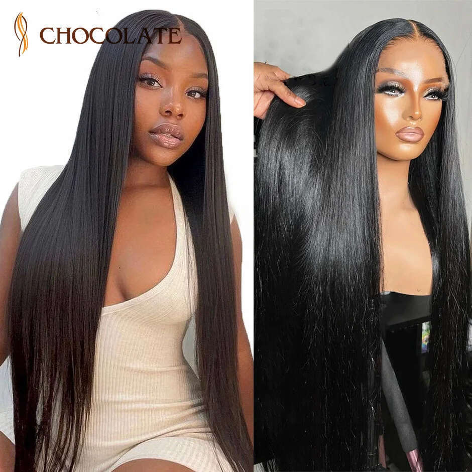 32 Inch Mongolian 4x4 HD Pre Bleached Knots For Women Straight 13x4 Lace Front Human Hair Wigs