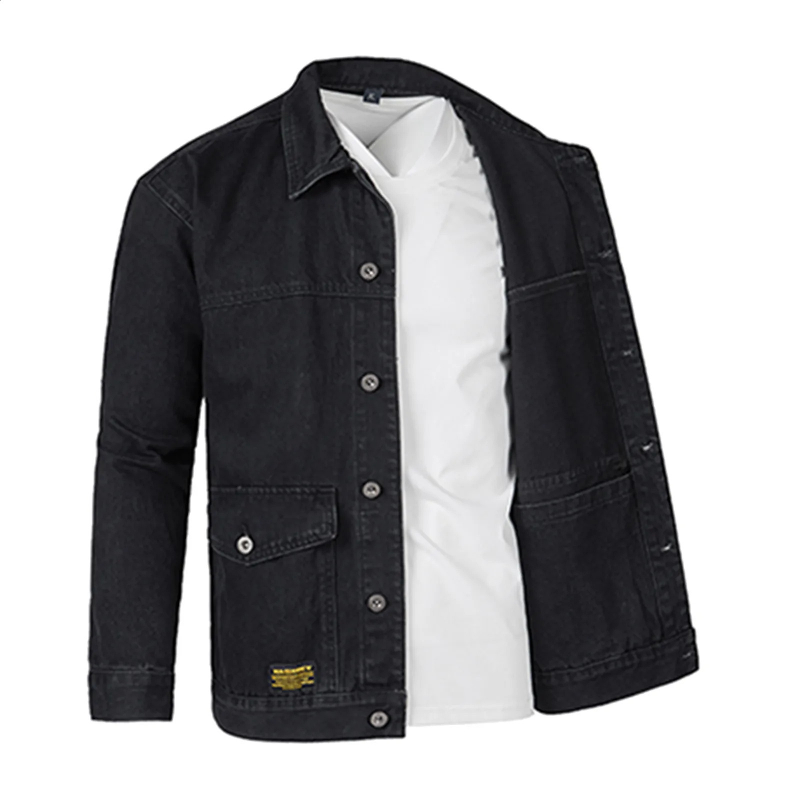Mens denim jacket ultrathin suitable for inner pocket mens casual hiphop loose single chest open top 240921