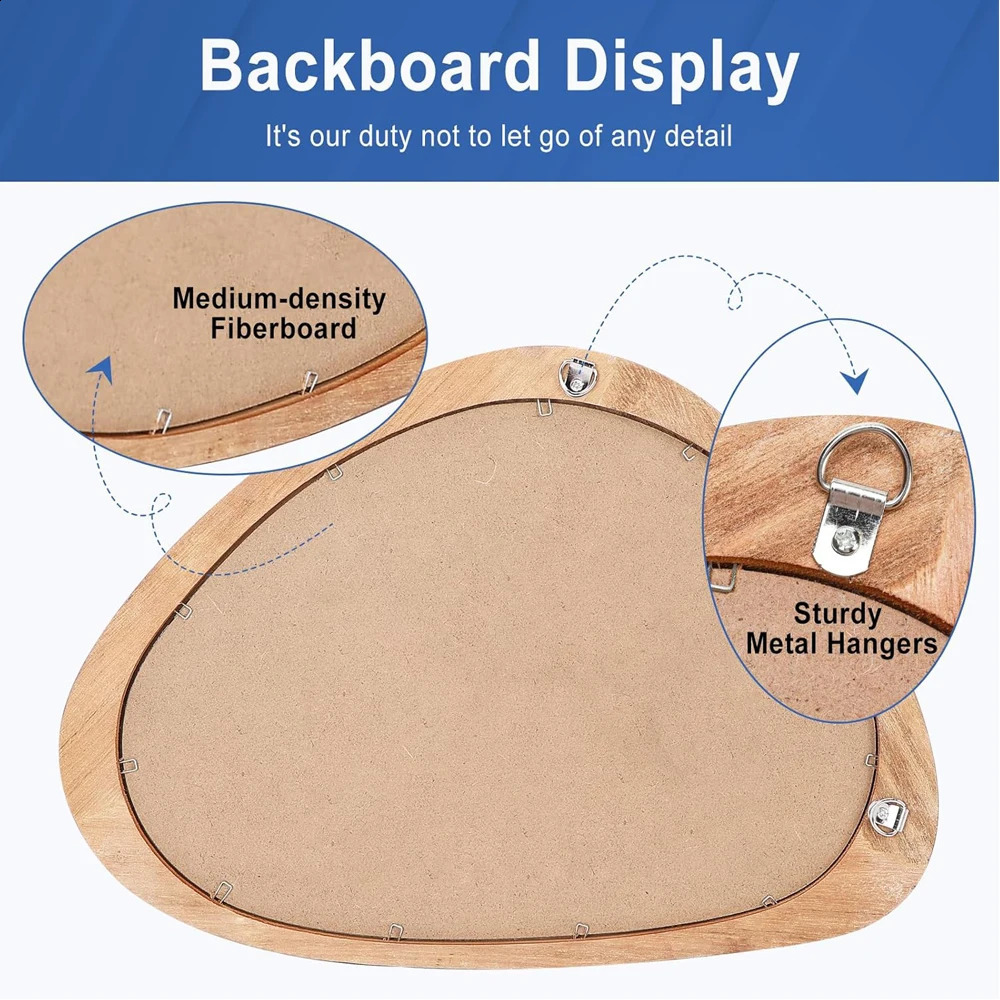 Irregular wall mirror 15 * 10 inch asymmetric wooden mirror small wall mirror vertical and horizontal suspension. image 240918