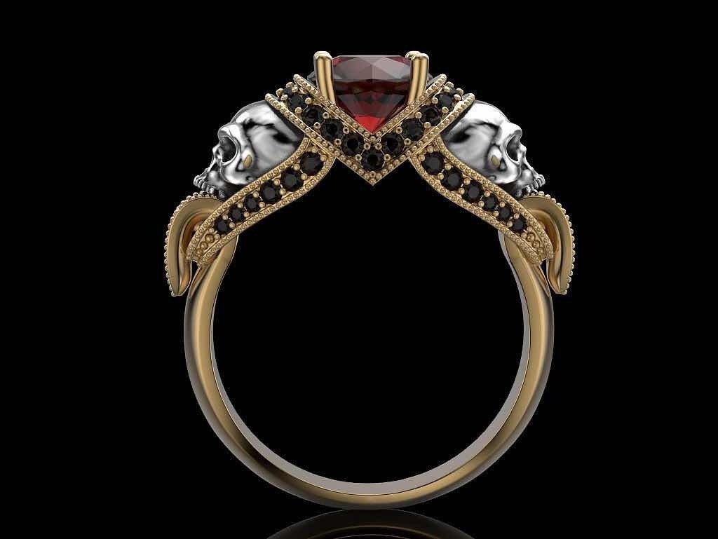 Zinc alloy mechanical skull ring for men European and American pop punk style Mosaic ring