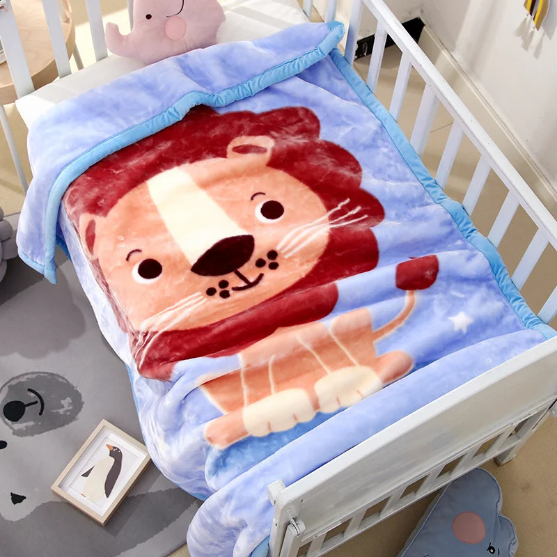 Soft 105 * 135cm Raschel cartoon blanket suitable for children thick warm winter baby blankets disposable plush blankets 240920
