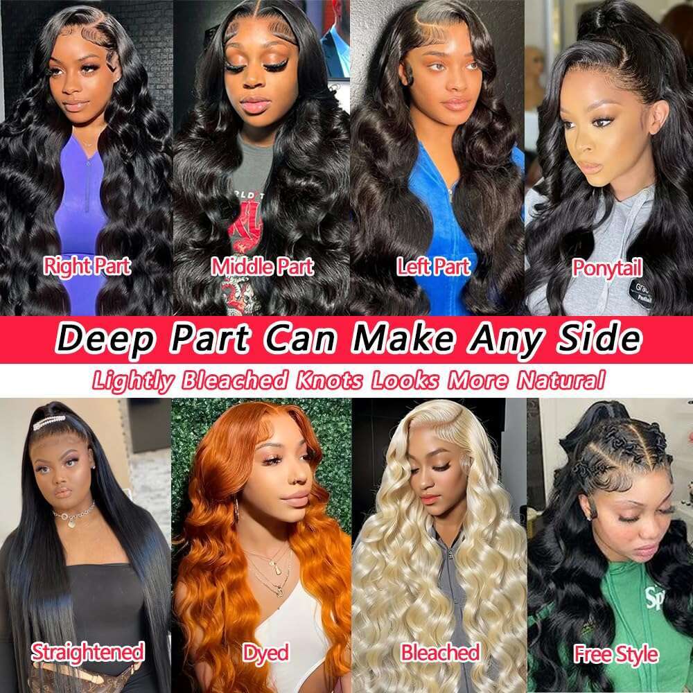 250 Density 40 Inch 13x6 Frontal Wig Body Wave 5X5 Ready Transparent Lace Front Closure Human Hair Wigs For Women