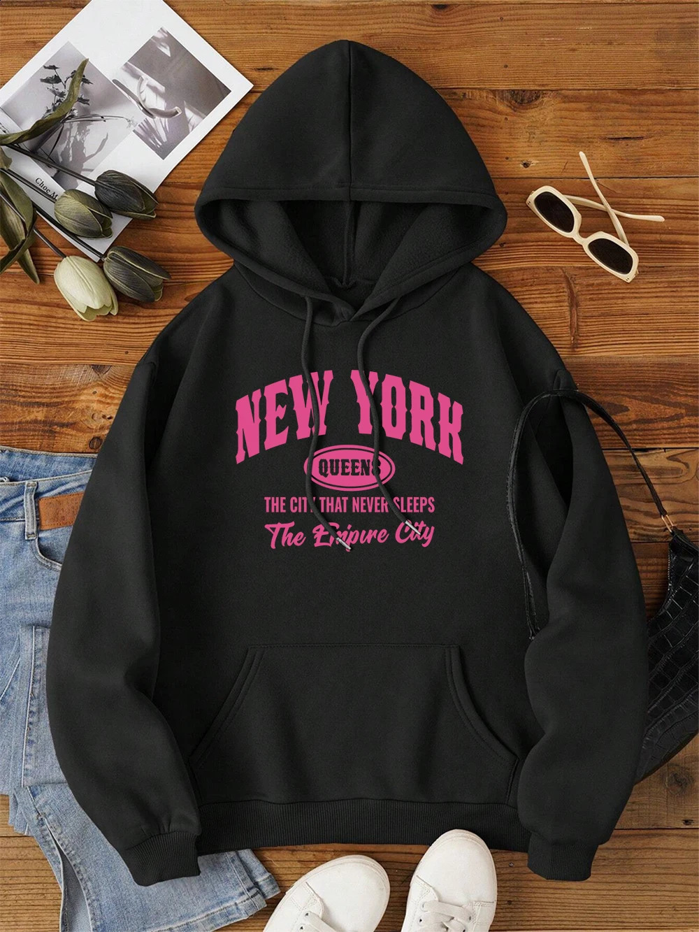 York Queens The City That Never Sleeps Hoody Men Women Fashion Hip Hop Clothing Cute ONeck Hoodies Street Loose Sweatshirt 240910