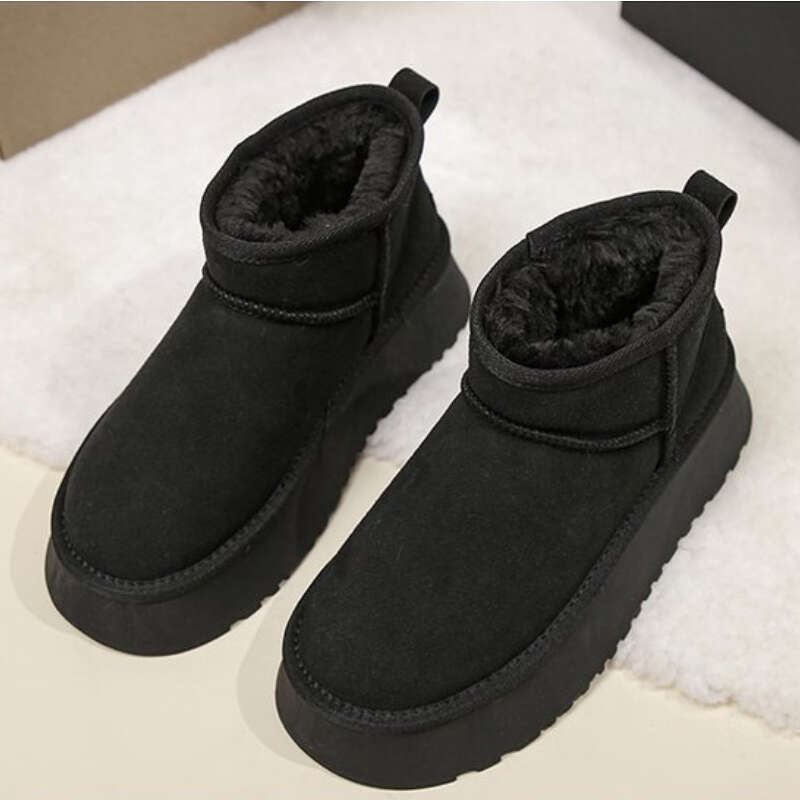Ankle Flats Platform Snow Suede Plush Warm Casual 2023 Winter New Thick Goth Fashion Shoes Women Boots