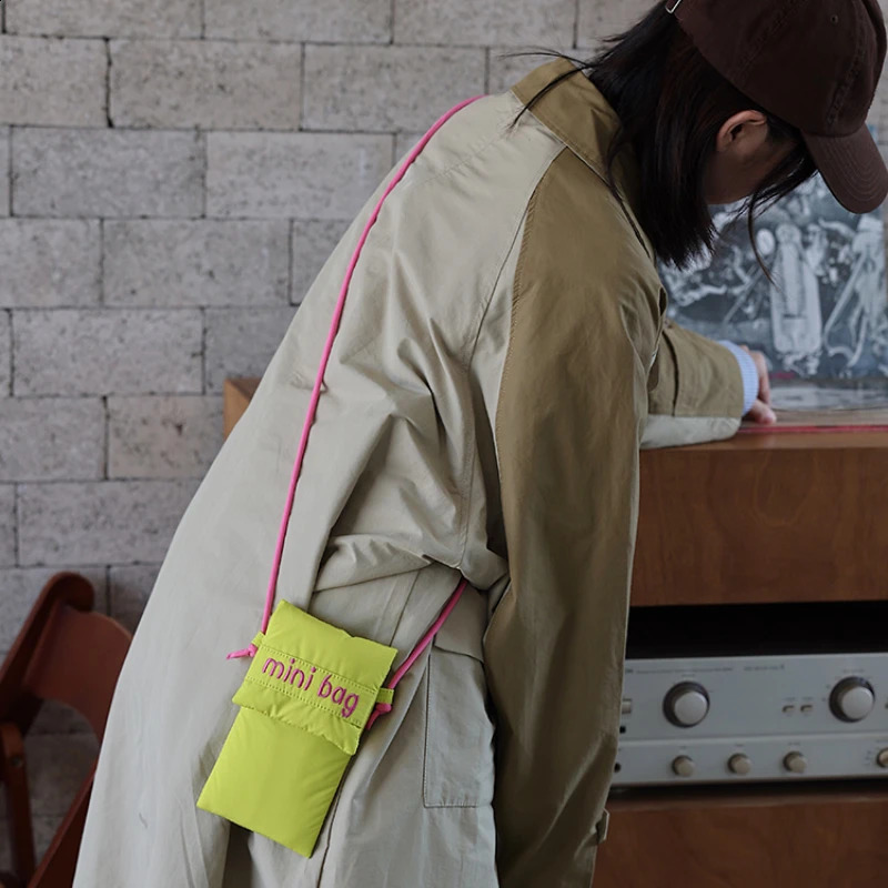 Fashion Cute Phone Bag Simple Green Rose Red Shoulder Crossbody Girls Fabric Small Storage Purse Card Holder 240919