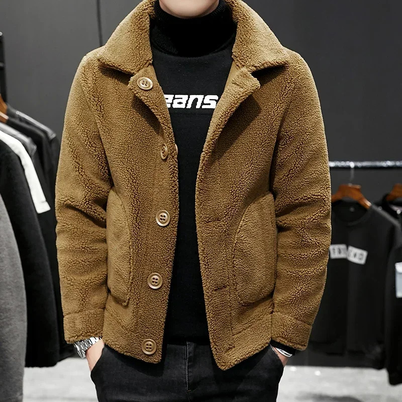 Warm Men's Granular Fabric Reversible Wool Plus High Quality S-4Xl Men Winter Jacket