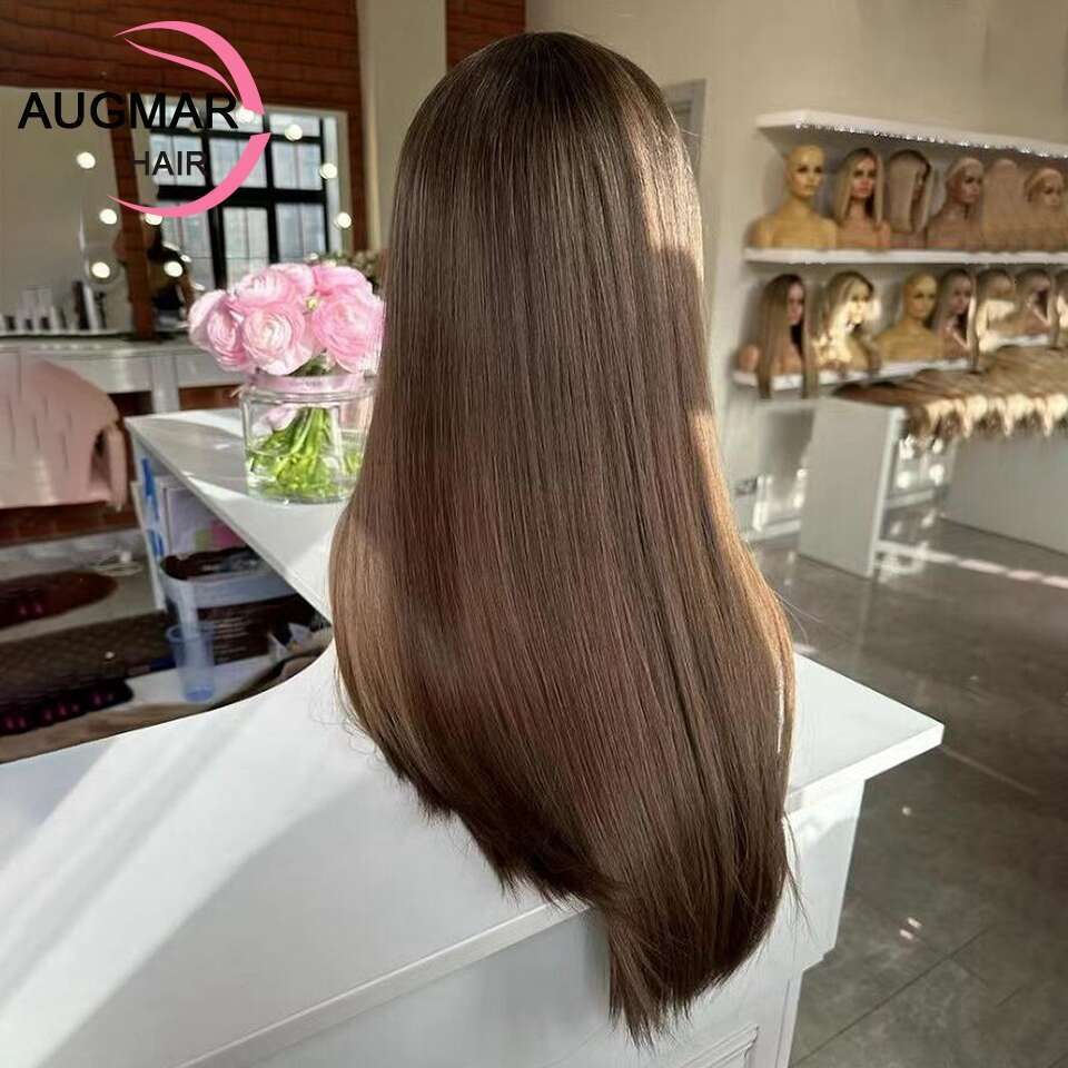 Transparent Chesut Brown Wigs Highlight Straight HD Frontal 13x6 360 Lace Front Wig Human Hair