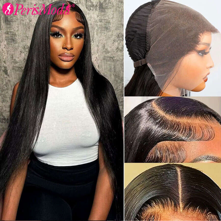 PerisModa 15A 13x6 Full HD TransParent Frontal Wigs Straight Lace Front Human Wig Pre Plucked 180% Brazilian Remy Hair