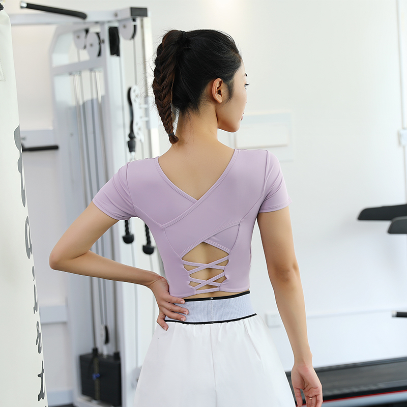 Fashion Crop Cross Open Back Design Crew Neck Breathable Quick Dry High Elastic Yoga Tank Top For Women