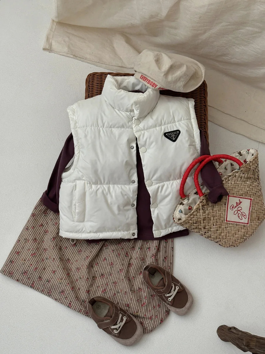 Winter Kids Vests Waistcoats Thicken Warm Down Outerwear Coats Toddler Vest Lightweight Girls Boys Jacket Korea Style 240913