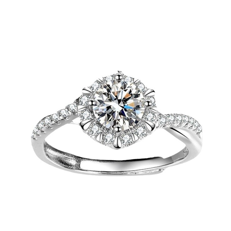 Sophisticated Ladies' Moissanite Jewelry Piece Twisted Arm Structured, Floral-Inspired Engagement Ring with Secure Four Claw Mounting