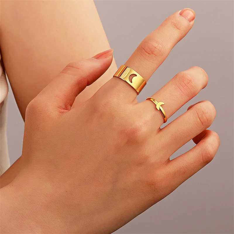 2pcs/set Butterfly Open Rings for Women bague femme Gold Color Hollow Dinosaur Rings Adjustable Wedding Couple RingsX240921