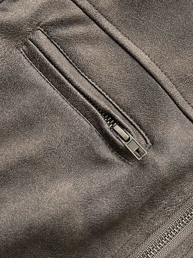 Retro Autumn Women Crop Jacket Fashion Long Sleeve Suede Fabric Slim Female Coat 2024 Locomotive Solid Ladies Streetwear 240930