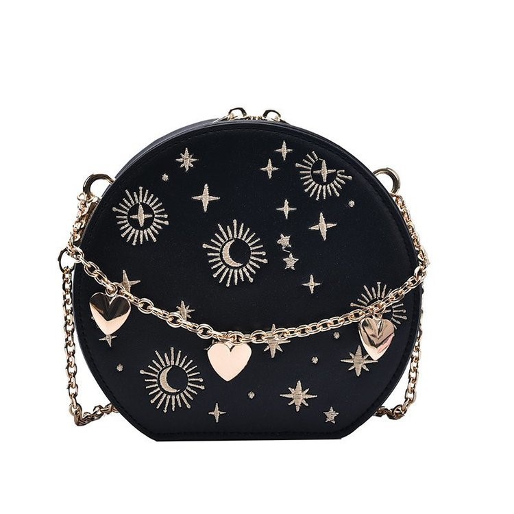 2024 French chain fashionable blue embroidered shoulder cross bag