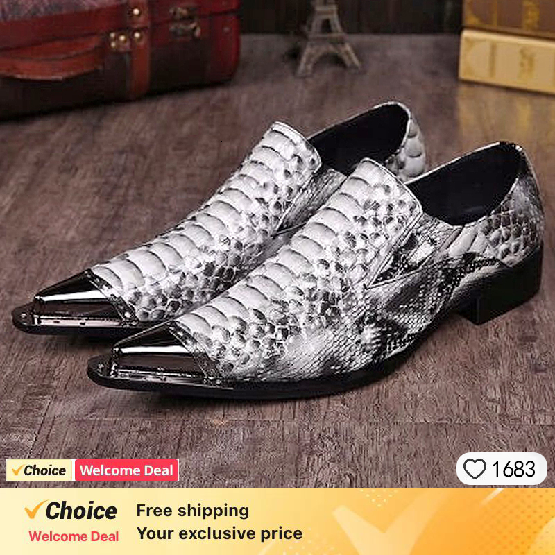 Fashion Gentleman Dressing Metal Pointed Toe Patchwork Crystal Designer Wedding Party Brand Customized Shoes Men Plus Size