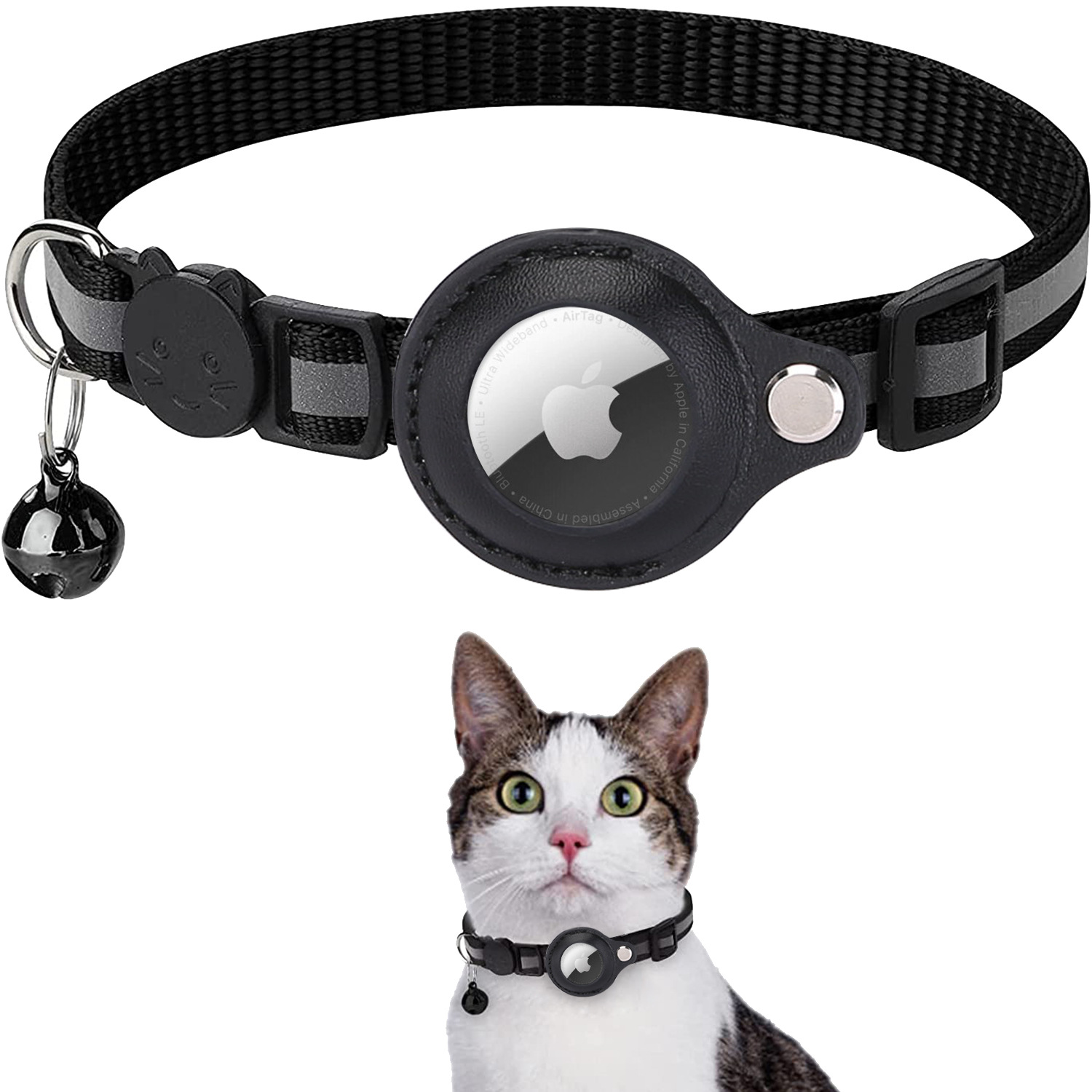 halloween Suitable for pet Airtag tracker protective case anti-loss pet locator collar Cat reflective bell collar