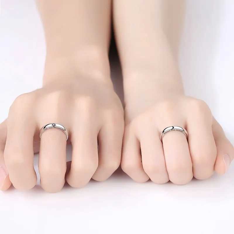 2Pcs Silver Color Sun Moon Couple Rings For Women Romantic Day Night Letter Ring Lover Engagement Banquet Jewelry Dating GiftX240921