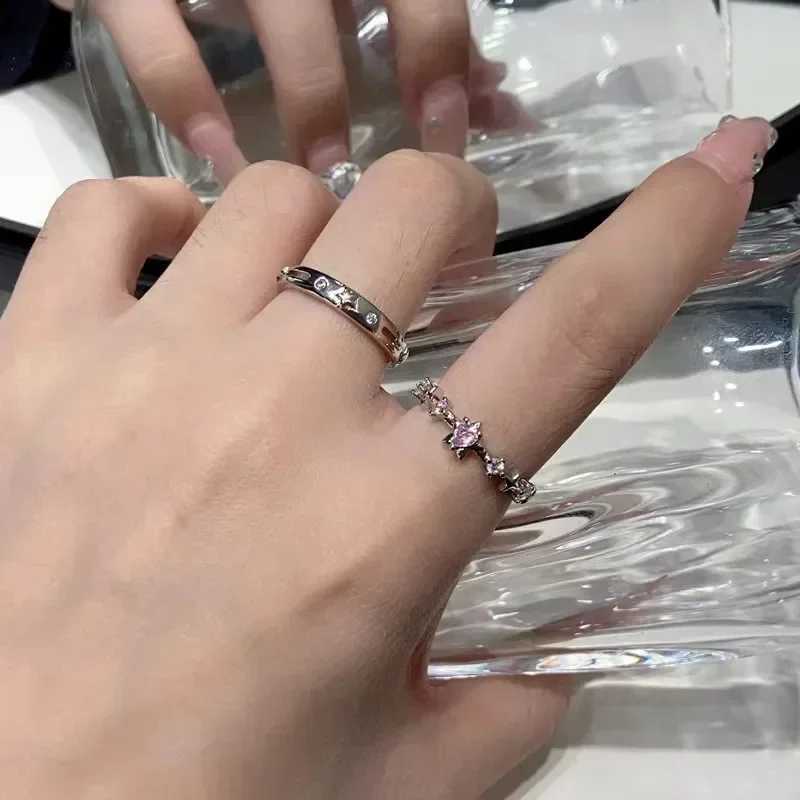 Y2K Star Ring for Women Men Simple Index Finger Rings Fashion Adjustable Pink Star Couple Rings Valentines Day Jewelry GiftX240921