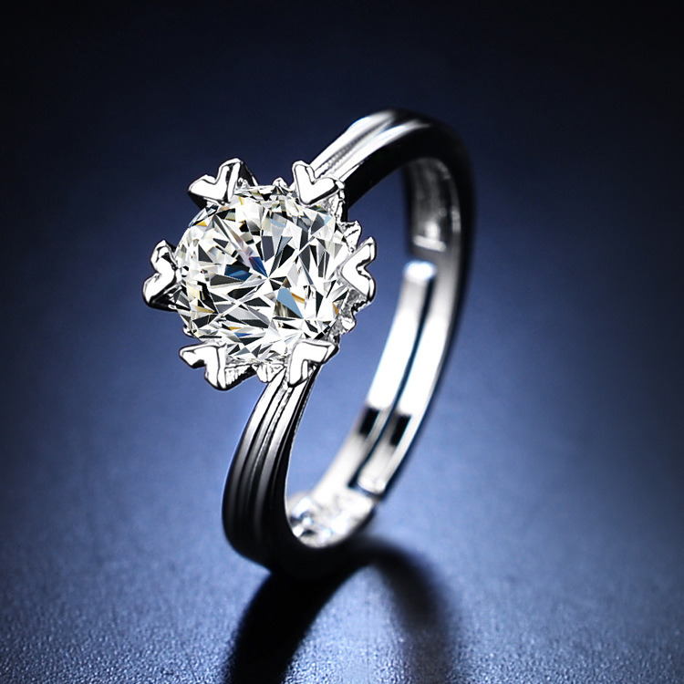 Imitation Moissanite Ring Women's fashion Six Prongs Wedding Ring Free Shipping