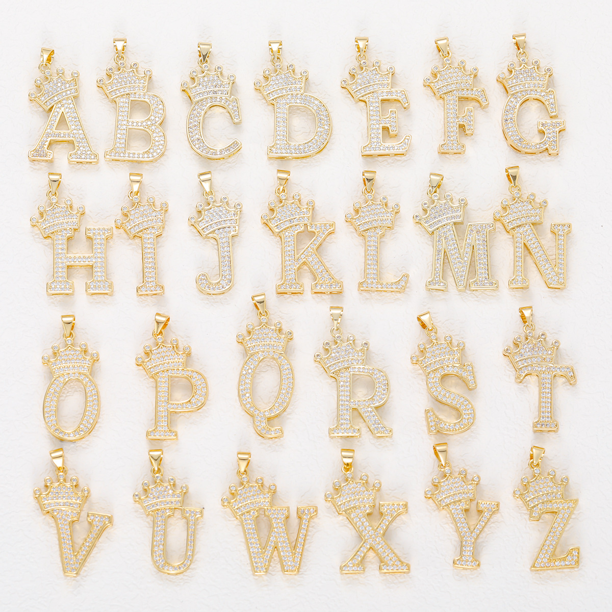 26 English letter pendant plated 18k gold trendy hip hop double crown lettering Free shipping
