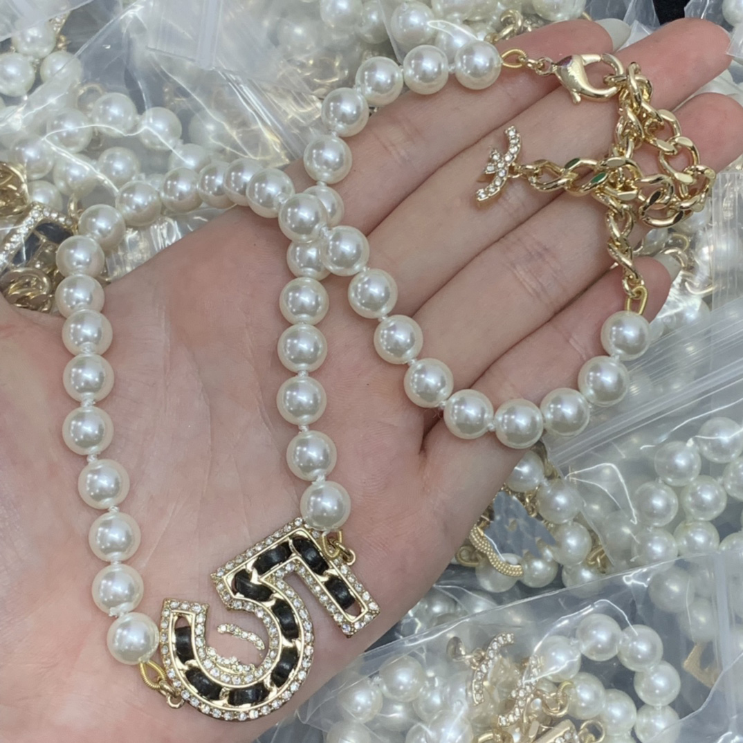Fashion Brand Pearl Letter Pendant Necklace Designer Women Choker Chain Party Wedding 18K Gold Plated Jewelry Gift