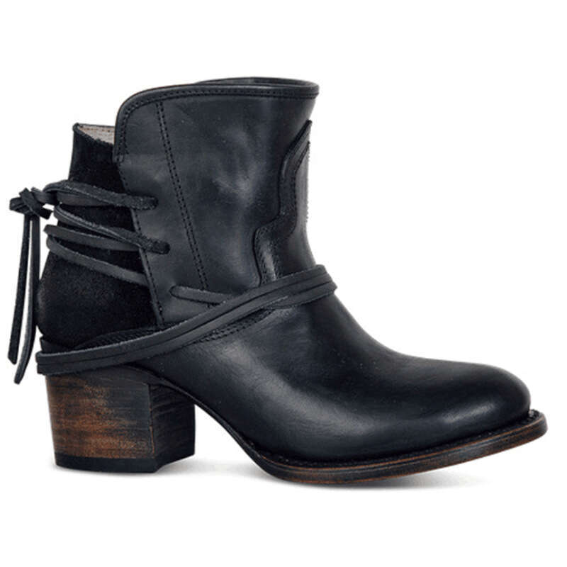 Autumn Vintage Women Chunky Heels Lace-up Booties Heeled Ankle Boots Botas De Mujer