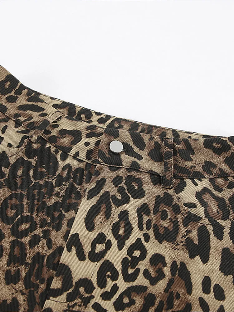 Leopard Print pencil pants sexy slim fit fashionable casual retro high waisted jeans street niche n womens 240921