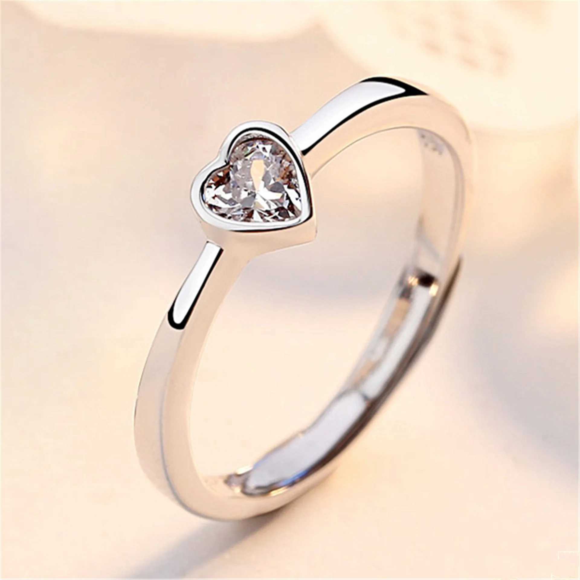 2Pcs/sets Zircon Heart Matching Couple Rings Set Forever Endless Love Wedding Ring for Women Men Charm JewelryX240921