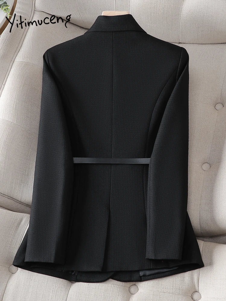 Yitimuceng Elegant Solid Blazer for Women Korean Fashion Long Sleeve Slim Jackets Office Ladies Casual Chic Y2k Coats 240918