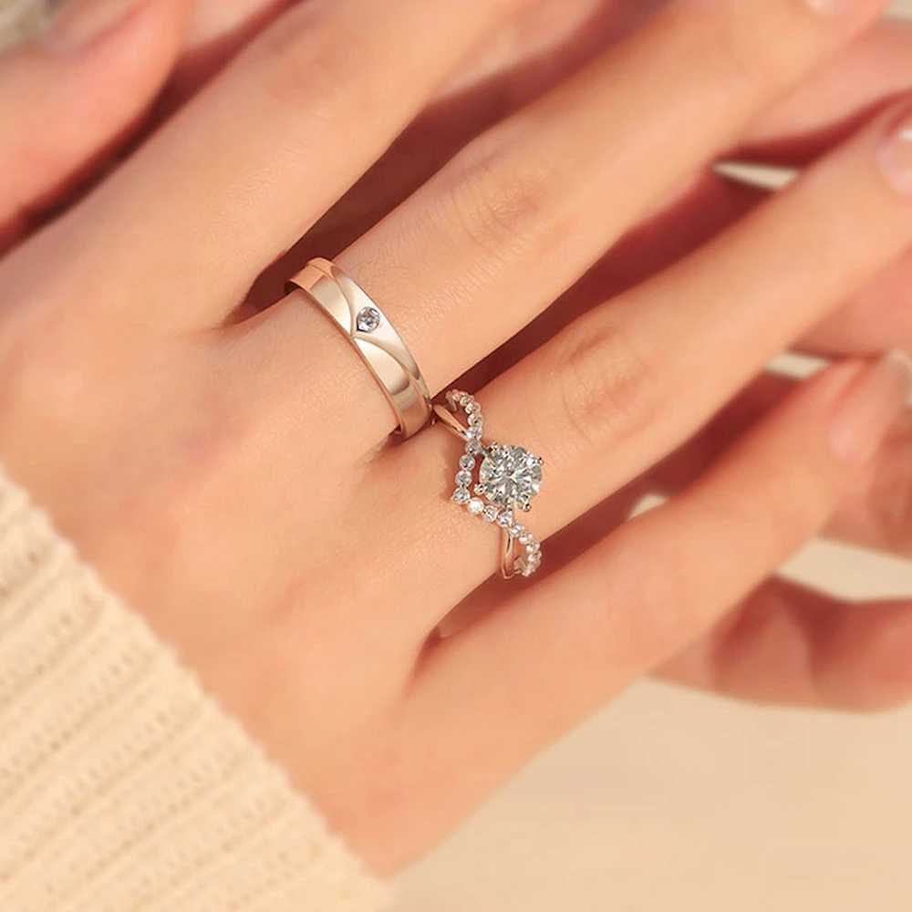 2024 Hot Sale 1 Pair Adjustable Copper Plated Platinum Couple Ring Men Women Overlap Opening Finger Jewelry Drop ShippingX240921