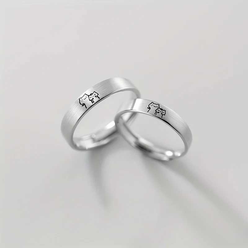 2Pcs Couple Rings Cute Kitten Adjustable Ring Fashion Simple Cat Jewelry Christmas Gift 2023 New In Trendy Simple AccessoriesX240921