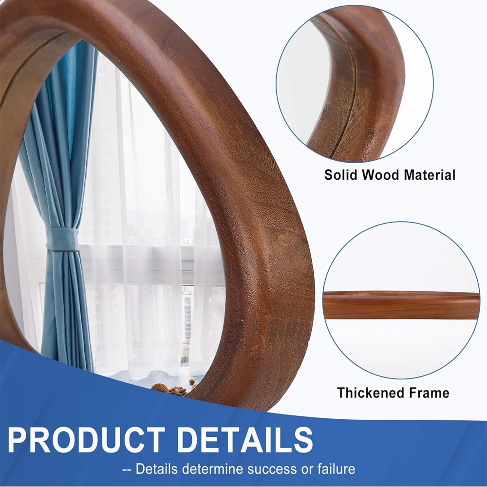 Irregular wall mirror 15 * 10 inch asymmetric wooden mirror small wall mirror vertical and horizontal suspension. image 240918