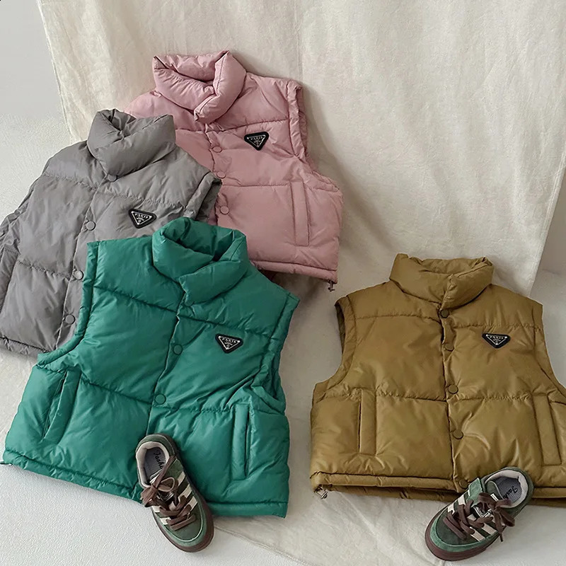 Winter Kids Vests Waistcoats Thicken Warm Down Outerwear Coats Toddler Vest Lightweight Girls Boys Jacket Korea Style 240913