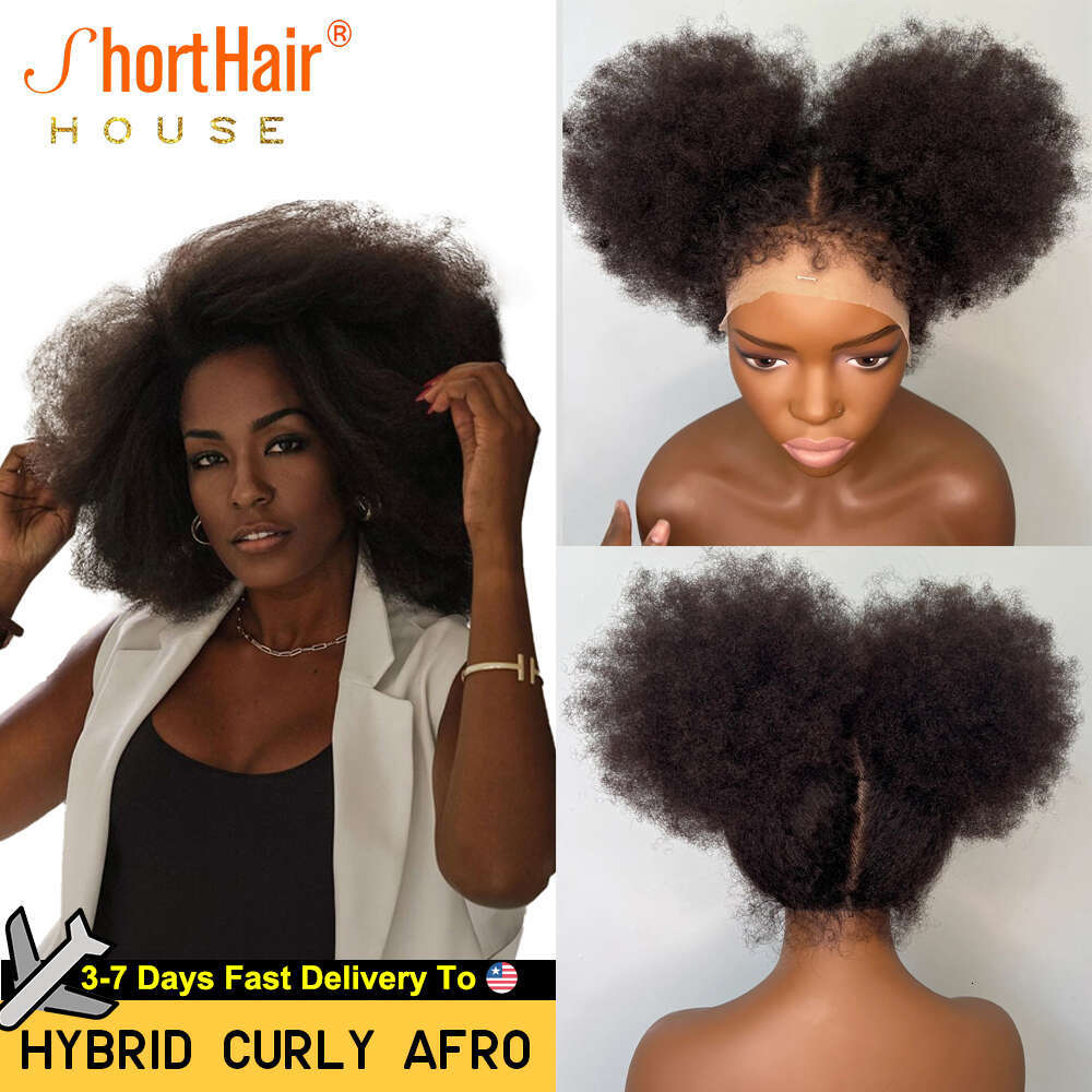 Afro Curly Full Human Hair With 4B Haire Invisible 360 Lace Frontal Wigs for Women Brazilian Wig 250 Density Fluffy
