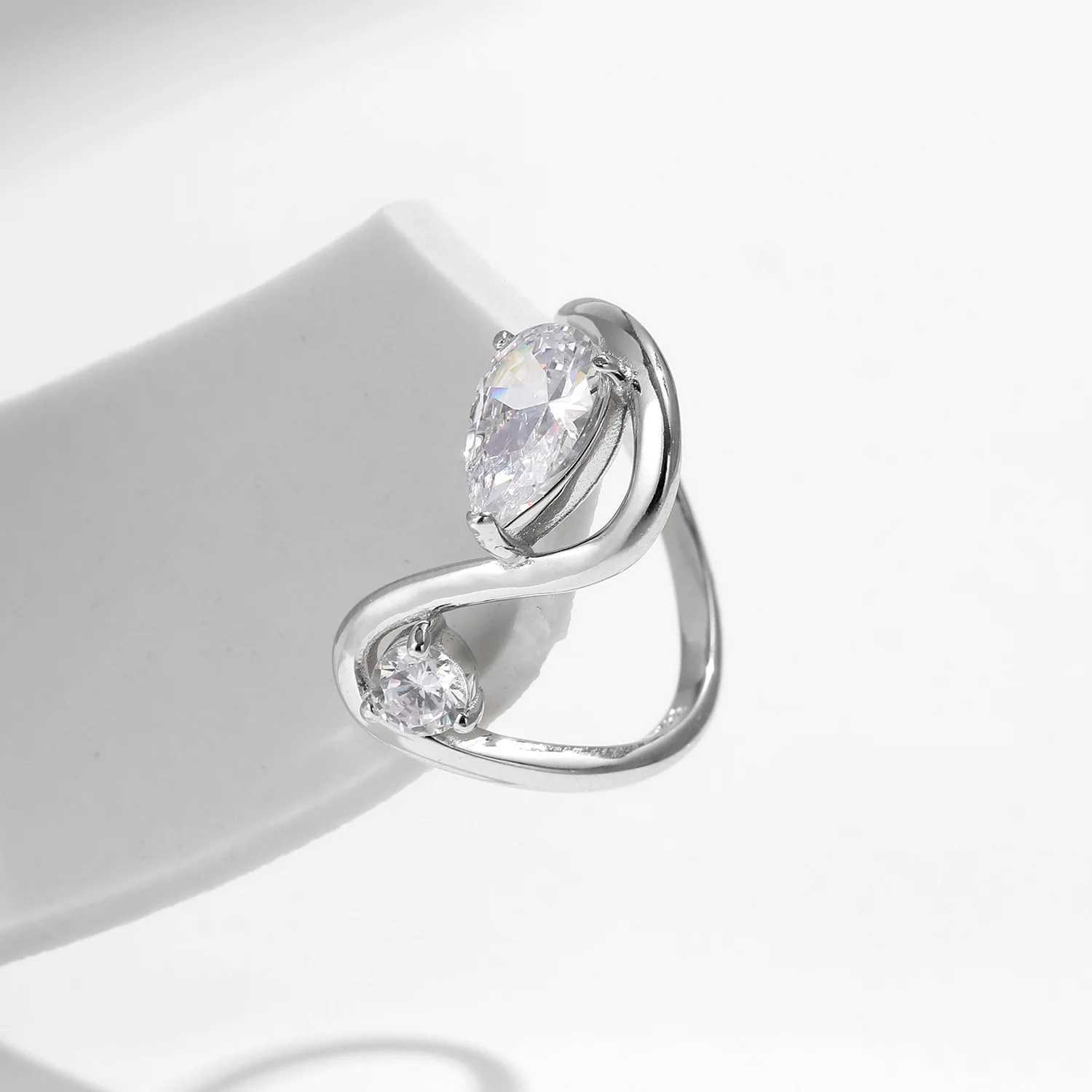 Hypoallergenic 925 Sterling Silver Ring For Women Water Droplet Zircon wedding Ring Anniversary Gift Irregular Exquisite JewelryX240921