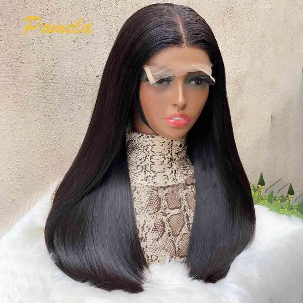 Double Drawn Glueless PrePlucked Human Ready To Go Bone Straight 13X6 HD Transparent Lace Frontal Princess Hair Wig
