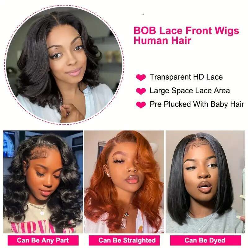 12A Wear And Bob For Women Body Wave Glueless Ready To Go Human Hair Wigs Pre Cut Lace Air Wig Sale 180%