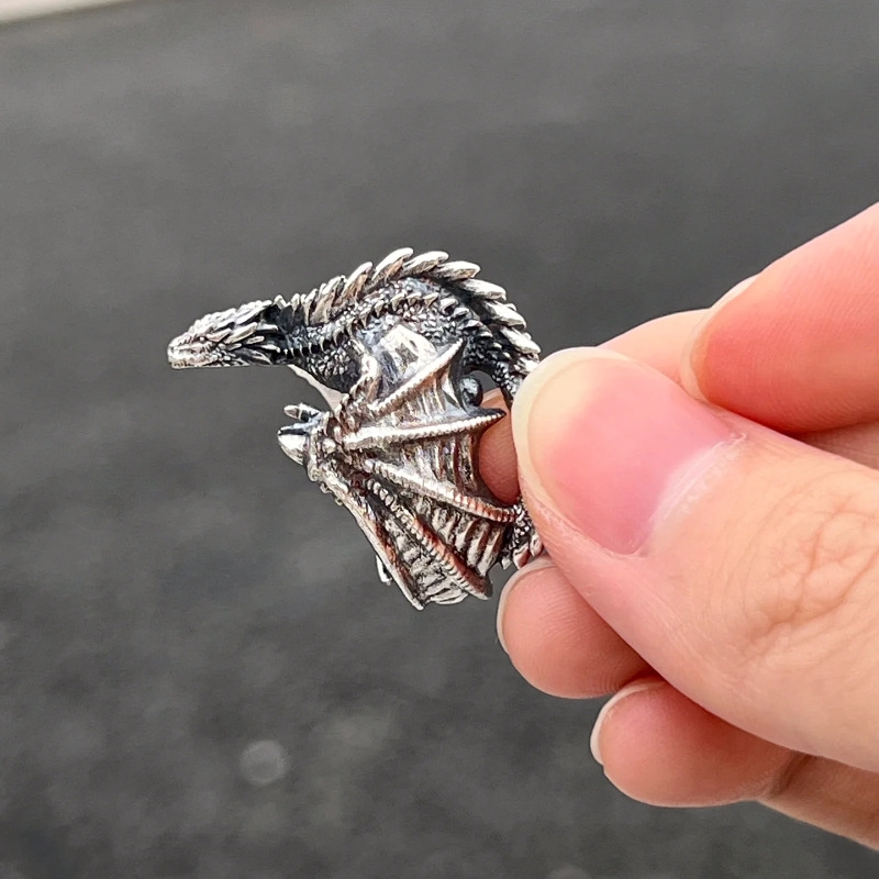 Right You Dragon family original dragon ring handmade European and American retro niche food ring domineering personality accessories for men