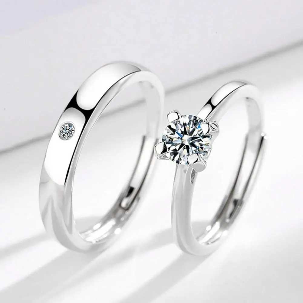 New Simple Couple Rings Silver Color Sun Moon Adjustable Open Ring For Women Men Wedding Fashion Jewelry GiftsX240921